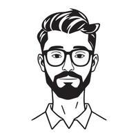 A man with glasses and a beard black vector