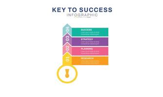 4 Steps to Key To Success Infographic Template for Business Problem Growth and Goal Achievement vector