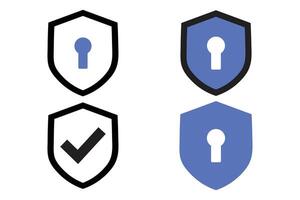 Secure Shield Icons with Lock and Checkmark. vector