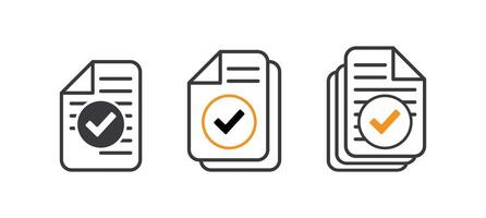 Approved documents with check marks icon. vector