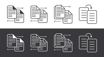 Compare Icons Depicting Document Transfer and Copy Operations. vector