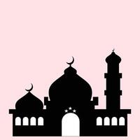 Mosque silhouette. silhouette of a magnificent mosque with many doors and windows on a pink background. Design element illustration of a religious building for Muslims vector
