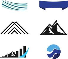 Minimalist Mountain and Wave Logo Set. vector