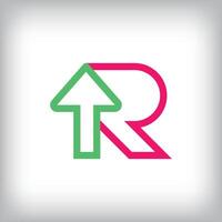 Different r and arrow sign logo design. Simple corporate name template. vector