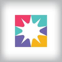 Different colorful star burst design. Simple artistic innovation flare corporate template. vector