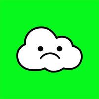 a sad cloud on a green background vector