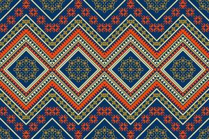 Fabric pattern connectable in all directions blue background yellow orange geometric pattern connect bumper burn native abstract design for textile print wallpaper background vector