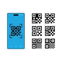 QR code icon. Scan QR code on smartphone icon set. Set of digital scanning qr code icons isolated on a white background. vector