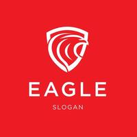 Shield Design with American Eagle Head icon Line Style Symbol Illustration with Red background vector