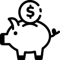 A line style icon of depositing savings in a money bank vector