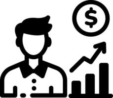 Line style icon of a financial advisor with a money graph vector