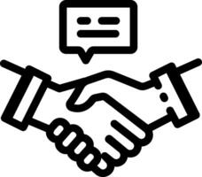 A linear icon of a handshake depicting deal done vector