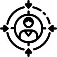 A linear style icon depicting target audience vector