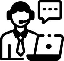 Line style icon of a representative providing online help vector