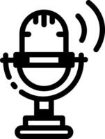 A microphone sign depicting audio assistance, line icon vector