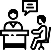 Two characters doing a business meeting, line style icon vector