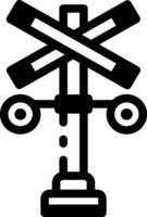 A linear style icon of a sign showing railway crossing vector