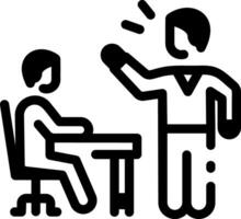 Boss yelling at his employee, line style icon vector