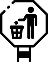 A linear style icon of a sign showing no littering vector