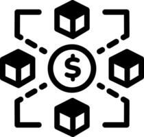 A linear style icon showing distributed finance vector