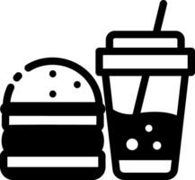 Burger with a cool drink showing fast food, line icon vector