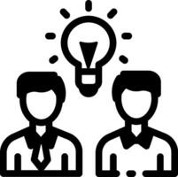 A linear style icon of two co founders sharing an idea vector