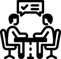 Two characters doing business meeting, line style icon vector