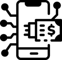 Linear icon of a mobile device depicting a digital wallet vector