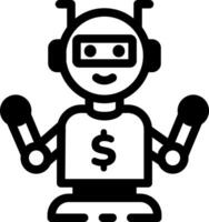 A linear style icon of a trading bot technology vector