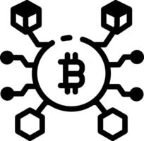 Digital bitcoin network icon in linear style vector