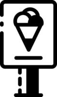 A linear style of a shop board with an ice cream sign vector