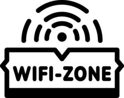 A linear style icon of a sign showing wifi zone vector