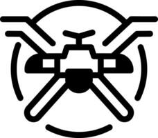 A linear style icon of no drone sign vector
