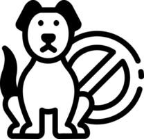 A dog with a banned sign showing no pet, linear icon vector