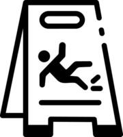 A linear style icon representing wet floor sign vector