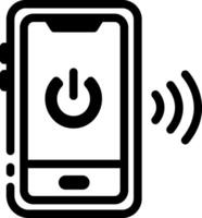 A linear style icon of a mobile off sign vector