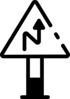 A linear style icon showing a road sign vector
