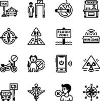Set of Linear Style Wayfinding Signage Iocns vector