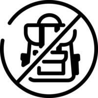 A linear style icon of no backpack sign vector