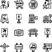 Set of Informative Sign Linear Style Icons vector