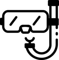 A linear style icon of a sign showing snorkelling area vector