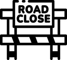 A barrier with a road closed sign, line style icon vector