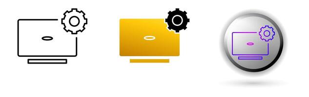 Laptop Icon concept of productivity, work and professional environment. Various styles of outline, solid and glossy effects, ideal for business presentations, corporate websites etc. vector