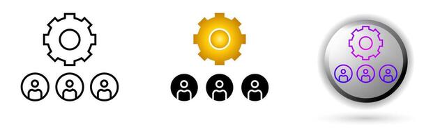 Teamwork Icons concept of productivity, work and professional environment. Various styles of outline, solid and glossy effects, ideal for business presentations, corporate websites etc. vector
