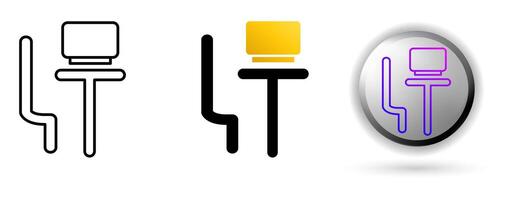 Desk Icon concept of productivity, work and professional environment. Various styles of outline, solid and glossy effects, ideal for business presentations, corporate websites etc. vector
