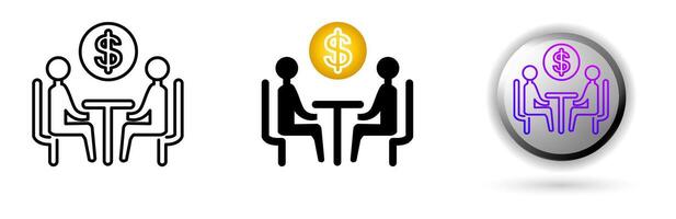 Meeting Icon concept of productivity, work and professional environment. Various styles of outline, solid and glossy effects, ideal for business presentations, corporate websites etc. vector