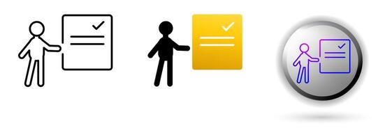 Presentation Icons concept of productivity, work and professional environment. Various styles of outline, solid and glossy effects, ideal for business presentations, corporate websites etc. vector