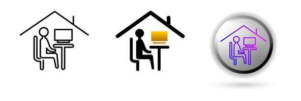 Remote Work Icons concept of productivity, work and professional environment. Various styles of outline, solid and glossy effects, ideal for business presentations, corporate websites etc. vector