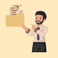 Business Documentation and Organization A Professional Presenting Files and Checklists. vector
