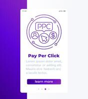 PPC, pay per click banner design with line icon vector